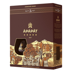 Набор: бренди армянский Ararat 5 лет 0,7л. +1 бокал 40%