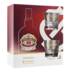 Набор: виски Chivas Regal 12 лет 0,7л.40% + 2 стакана