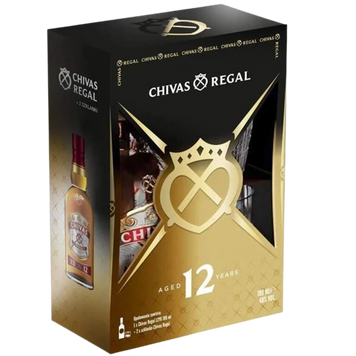 Набор: виски Chivas Regal 12 лет 0,7л.40% + 2 стакана