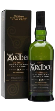 Виски Ardbeg 10 лет в подарочной упаковке, 46% 0,7л