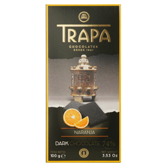 Шоколад TRAPA Choko Dark 74% черный с апельсином, 100г