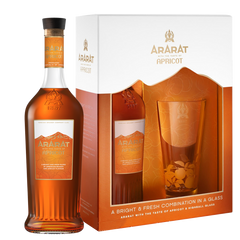 Набор: крепкий алкогольный напиток Ararat Apricot 0.7л + 1 стакан. 35%