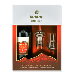 Набор: бренди армянский Ararat Ani 7 лет 0.7л + 2 бокала 40%