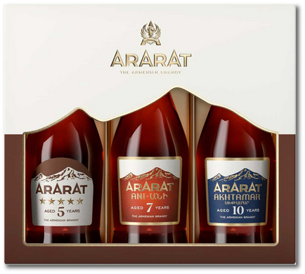 Набір: бренді вірменське Ararat 5 років, Ani 7 років, Akhtamar 10 років 3 х 0.05л 40%