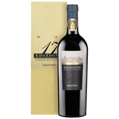 Вино червоне напівсухе Fantini "Edizione 17 Cinque Autoctoni", 1,5л.14% в дерев`яній коробці